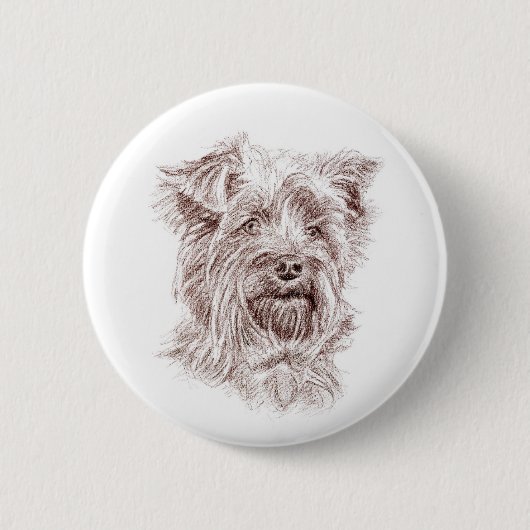 Badge Rond 5 Cm Dessin Yorkshire Terrier (Devant)