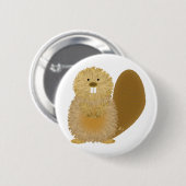 Badge Rond 5 Cm Dessins animaux adorables : Castor (Devant & derrière)