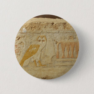 Badge Rond 5 Cm Détail du hiéroglyphe Owl, Hatshepsut Temple, Eg