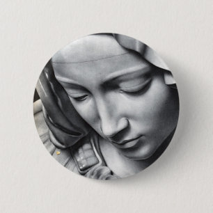 Badge Rond 5 Cm Détail du Pieta de Michaël Angelo du visage de