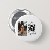 Badge Rond 5 Cm Détails simples du nom de l'animal code QR ajouter (Devant & derrière)