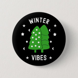Badge Rond 5 Cm Deux arbres Vibes hivernales