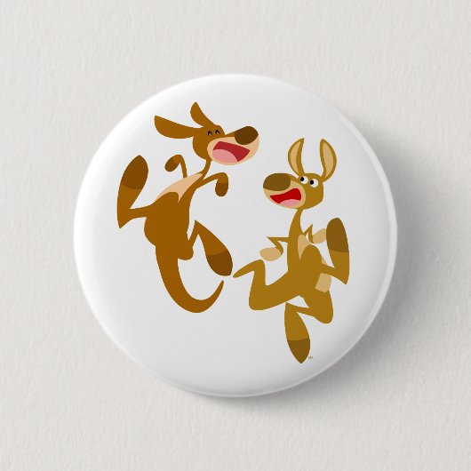 Badge Rond 5 Cm Deux caricatures Bouncon Cute Kangaroos (Devant)