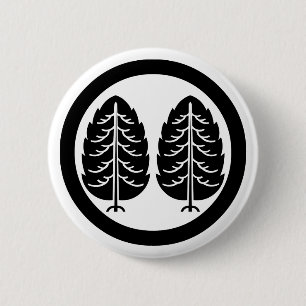 Badge Rond 5 Cm Deux cèdres japonais en cercle