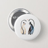 Badge Rond 5 Cm Deux chats amoureux (Devant & derrière)
