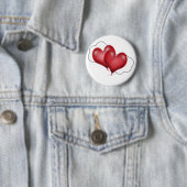 Badge Rond 5 Cm Deux Coeurs Balloons Avec Nuage (En situation)