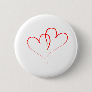 Badge Rond 5 Cm deux coeurs rouges entrelacés - Valentine