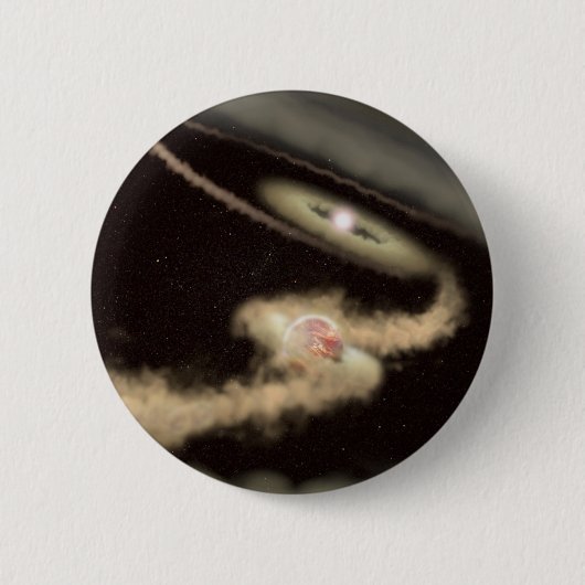 Badge Rond 5 Cm Deux Exoplanètes Géantes De Gaz Orbitant Une Jeune (Devant)