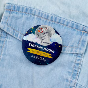 Badge Rond 5 Cm Deux La Lune 2e fête d'anniversaire