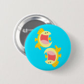 Badge Rond 5 Cm Deux mignons poissons caricaturaux (Devant & derrière)