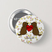 Badge Rond 5 Cm Deux personnalisés Choco Labradors avec la bande (Devant & derrière)