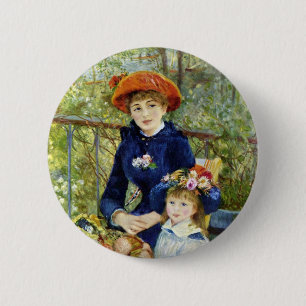 Badge Rond 5 Cm Deux Soeurs (En Terrasse) De Pierre Renoir