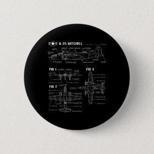 Badge Rond 5 Cm Deuxième Guerre mondiale Avion américain B-25 Mitc