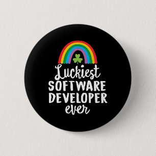 Badge Rond 5 Cm Développeur de logiciels le plus chanceux Saint-Pa
