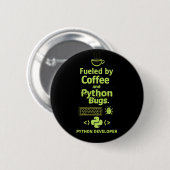 Badge Rond 5 Cm Développeur Python drôle – Alimenté par les bugs d (Devant & derrière)