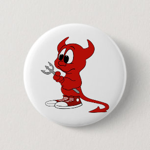 Badge Rond 5 Cm Devil Red Demon Cartoon Satan Evil Hell Heure