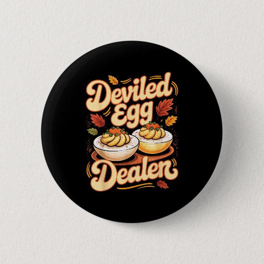 Badge Rond 5 Cm Deviled Egg Er Funny Retro Thanksgiving Food Quote (Devant)