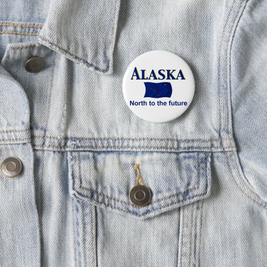 Badge Rond 5 Cm Devise de l'Alaska (En situation)