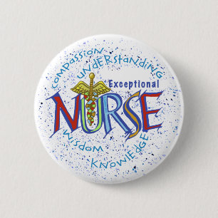 Badge Rond 5 Cm Devise d'infirmière exceptionnelle
