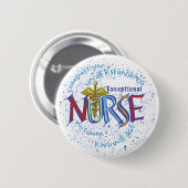 Badge Rond 5 Cm Devise d'infirmière exceptionnelle (Devant & derrière)
