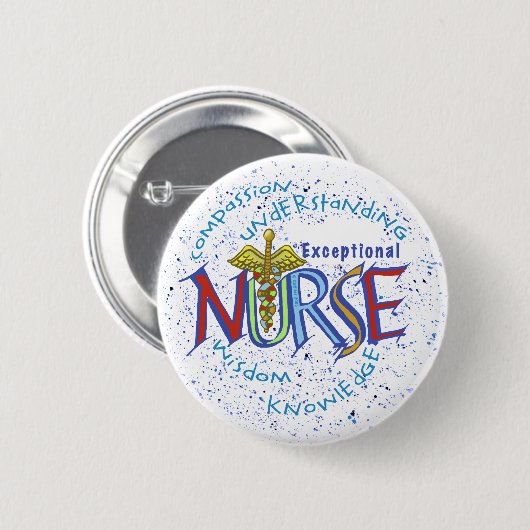 Badge Rond 5 Cm Devise d'infirmière exceptionnelle (Devant & derrière)