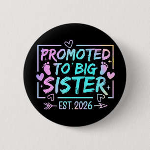 Badge Rond 5 Cm Dévoilement de grossesse unique Grande Sœur Pastel