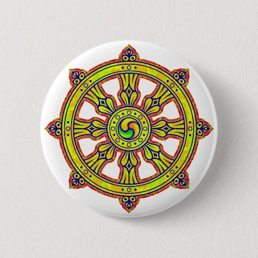 Badge Rond 5 Cm Dharma bouddhiste Chakra (Devant)