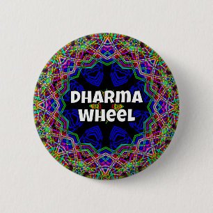 Badge Rond 5 Cm Dharma Wheel ( vous pouvez changer les mots )