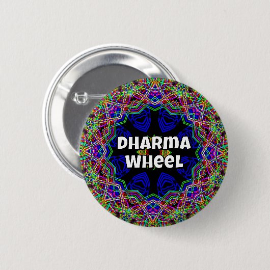 Badge Rond 5 Cm Dharma Wheel ( vous pouvez changer les mots ) (Devant & derrière)