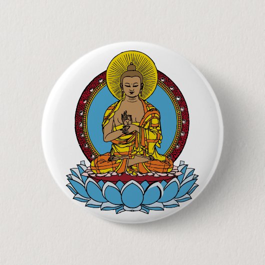 Badge Rond 5 Cm Dharmachakra Bouddha (Devant)