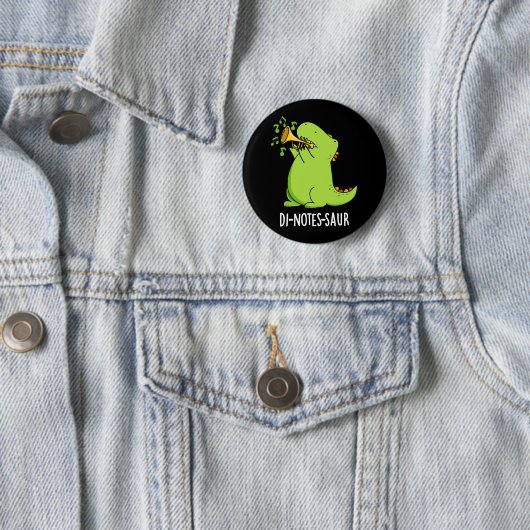 Badge Rond 5 Cm Di-notes-saur Dinosaure Drôle Pun Dark BG (En situation)