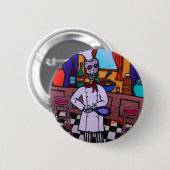 Badge Rond 5 Cm Dia de los Muertos Chef (Devant & derrière)