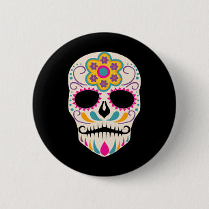 Badge Rond 5 Cm Dia De Los Muertos Crâne à sucre Espagnol Jour de 