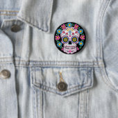 Badge Rond 5 Cm Dia de los Muertos Skull (En situation)