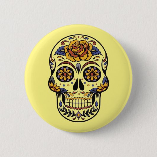 Badge Rond 5 Cm Dia de los muertos -- Sugar Skull Button (Devant)
