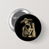 Badge Rond 5 Cm Dia De Muertos Sugar Skull Couple Skeleton Bride W (Devant & derrière)