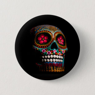 Badge Rond 5 Cm Dia mexicaine de l'art mort squelette Art mort