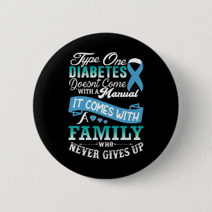 Badge Rond 5 Cm Diabète de type 1 pour la famille Bleu Ruban Diabé
