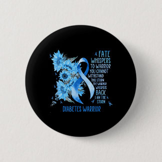 Badge Rond 5 Cm Diabète Guerrier Ruban Bleu Papillon Diabète