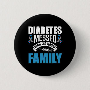 Badge Rond 5 Cm Diabète Messagé Avec La Mauvaise Famille T1D Type