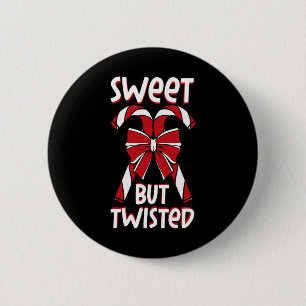 Badge Rond 5 Cm Diabète Noël Bonbon Canne Sang Sucre Diabétique