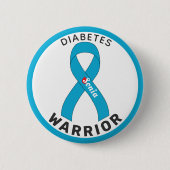 Badge Rond 5 Cm Diabetes Warrior Ribbon White Button (Devant)