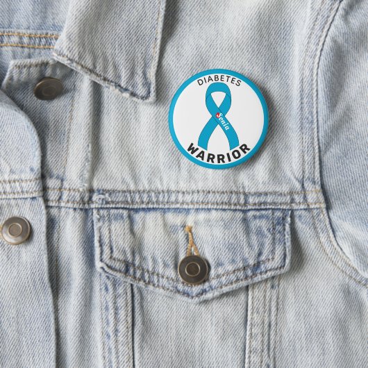 Badge Rond 5 Cm Diabetes Warrior Ribbon White Button (En situation)