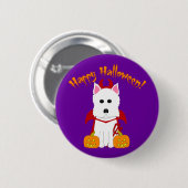 Badge Rond 5 Cm Diable heureux de Halloween Westie (Devant & derrière)
