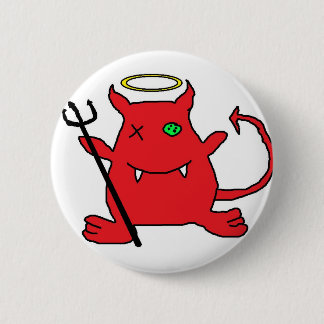 Badge Rond 5 Cm Diable rouge (avec la couronne de l'ange)
