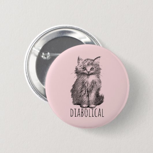 Badge Rond 5 Cm Diabolical Cute Fluffy Kitten (Devant & derrière)