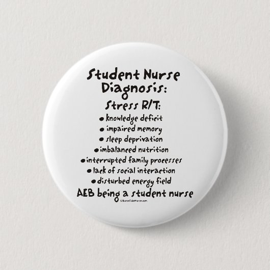 Badge Rond 5 Cm Diagnostic d'élève-infirmière : Effort (Devant)