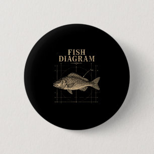 Badge Rond 5 Cm Diagramme de poisson pêche à la basse angler drôle