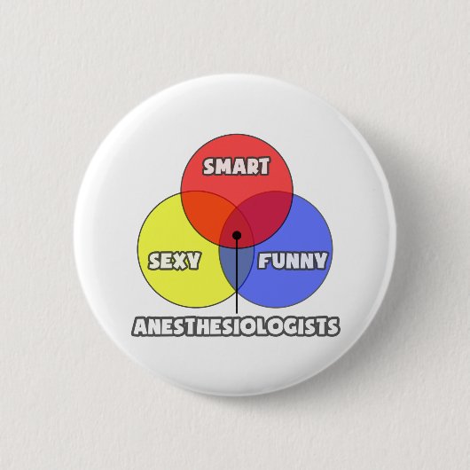 Badge Rond 5 Cm Diagramme de Venn .. Anesthésiste (Devant)