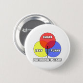 Badge Rond 5 Cm Diagramme de Venn .. Mathématiciens (Devant & derrière)